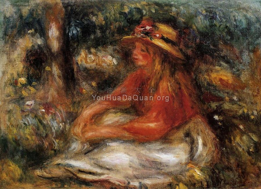 Young Woman Seated on the Grass - 皮埃尔·奥古斯特·雷诺阿